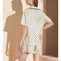 Apricot Polka Dots Print Pajama Set