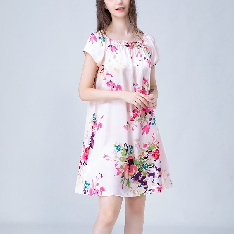 Floral Print Silk Nightdress