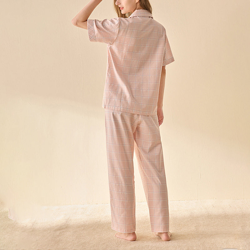 Pink Check Print Pajama Set