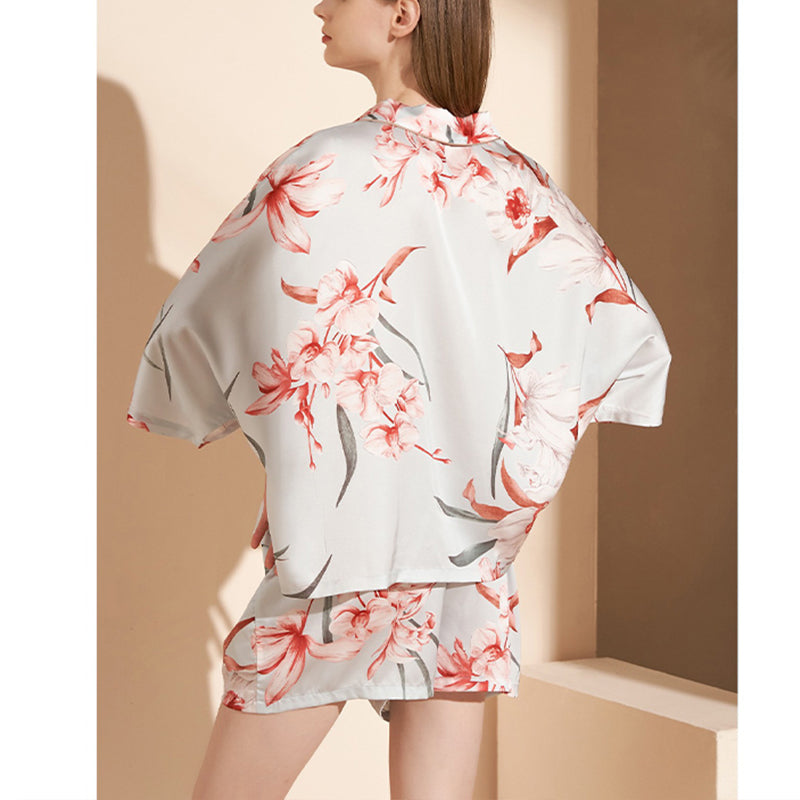 Flowers Printed 3/4 Sleeves Pajama Set