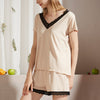 Apricot V-neck Pajama Short Set