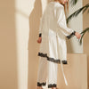 White Lace Trimed Long Pajama Set