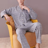 Men's Gray Plaid Long Sleeve Pajamas Set