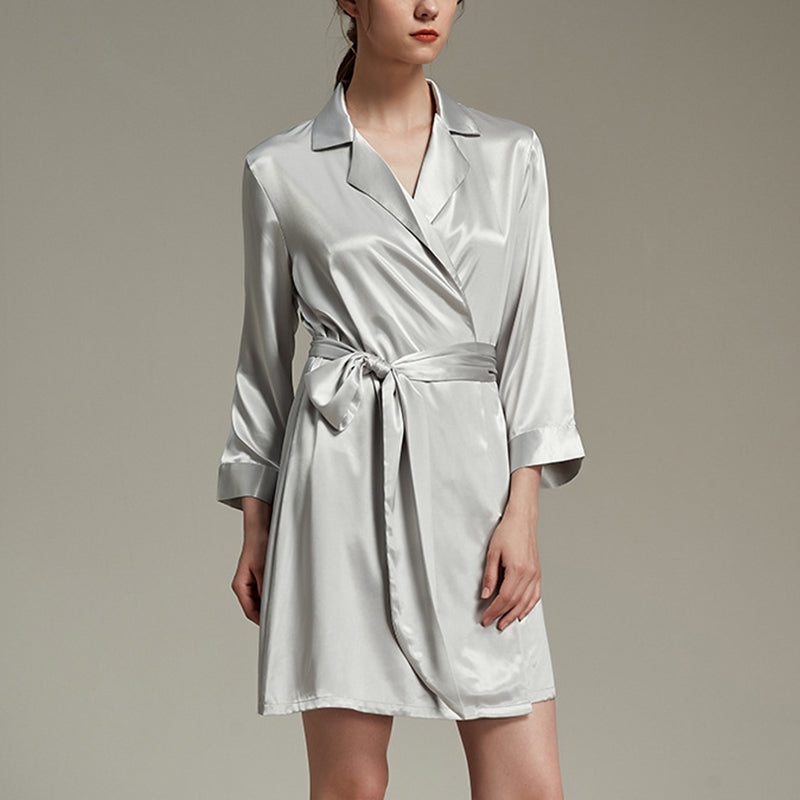 Notched Collar Satin Robe