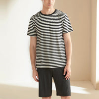 Men's Striped Couple Short Pajama Set