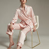 Pink Trimmed Notched Collar Pajama Set