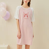 Pink Butterfly Printed Short Sleeves Sleepdress