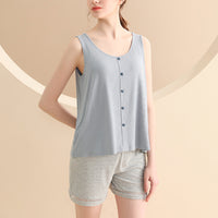 Light Blue Round Neck Vest Pajama Set