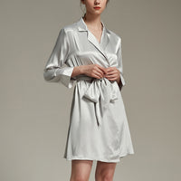 Notched Collar Satin Robe