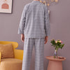 Men's Gray Plaid Long Sleeve Pajamas Set