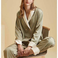 Green Shawl Collar Fleece Pajama Set