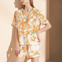 Orange Blossom Print Short Pajama Set