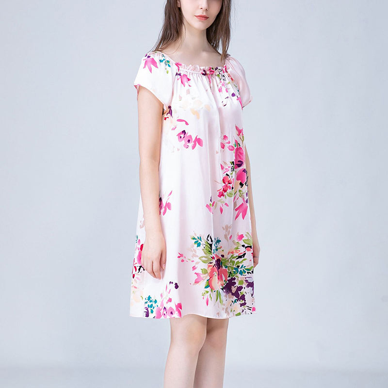 Floral Print Silk Nightdress