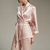 Pink Trimmed Notched Collar Pajama Set