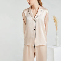 Shawl Collar Trimmed Silk Pajama Set