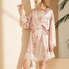 Pink Floral Printed Pajama Set with Lace Detail