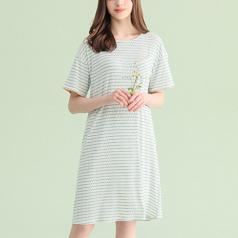 Round Neck Striped Sleepdress