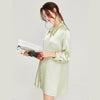 100% Mulberry Silk Solid color Long Sleeve Shirt Dress