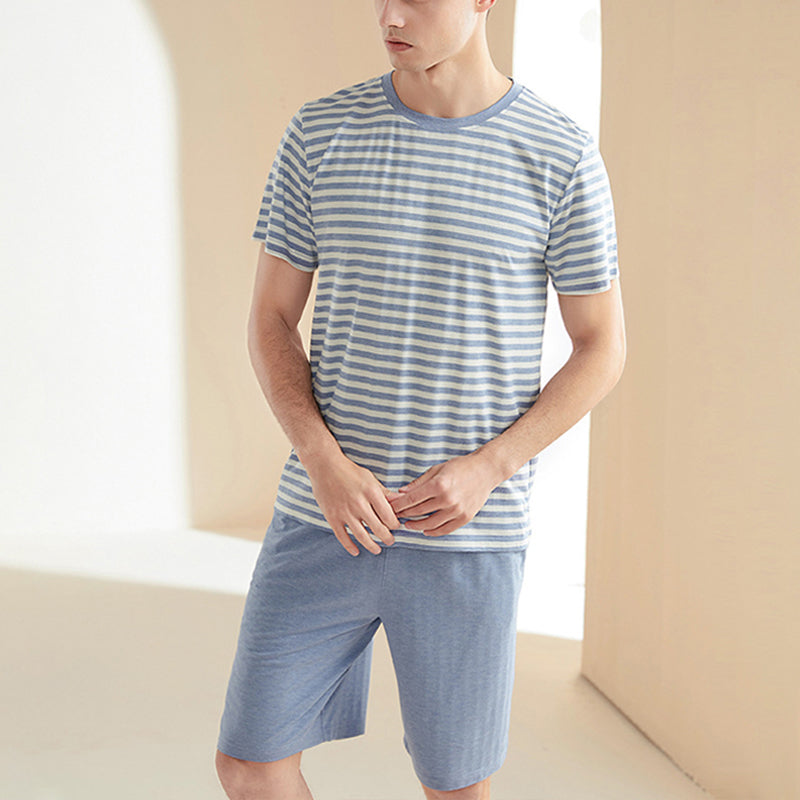 Men's Striped Couple Short Pajama Set