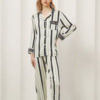 White Wave Striped Pajama Set