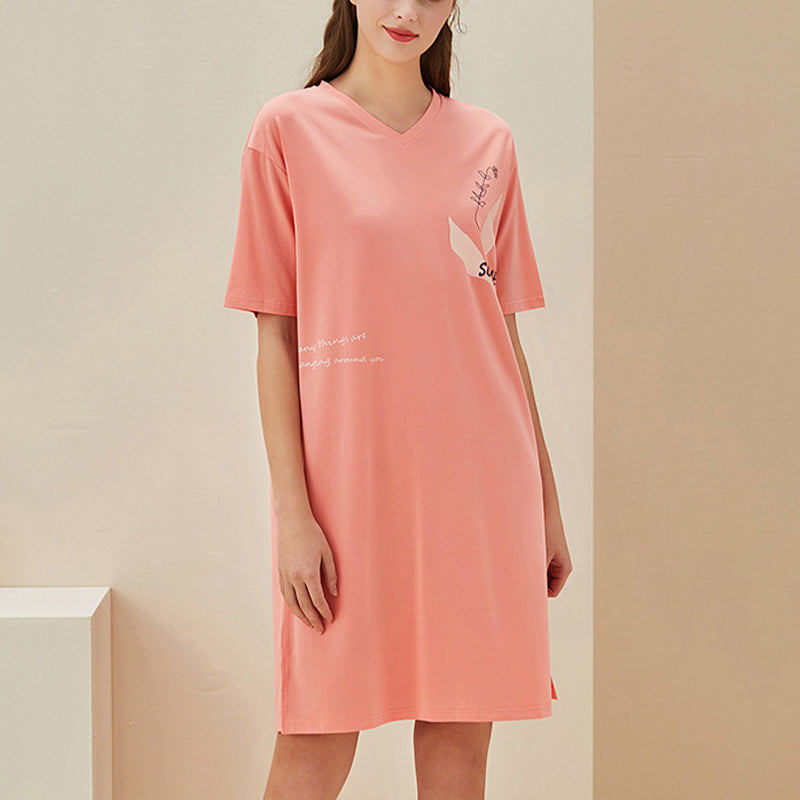 V-neck Short Sleeves Sleepdress