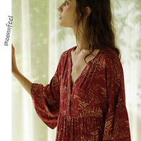 Red Leaves Printed Nightgown