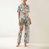 Flowers & Leaves Print Pajama Set