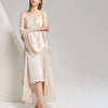 Champagne Satin Nightdress and Robe Set with Lace Trim