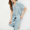 Light Blue Satin Short Sleeves Pajama Set