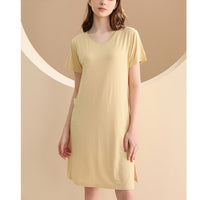 V-neck Short Sleeved  Split Sleepdress