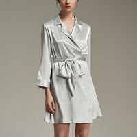 Notched Collar Satin Robe