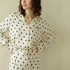 Beige Polka Dots Print Long Sleeved Pajama Set