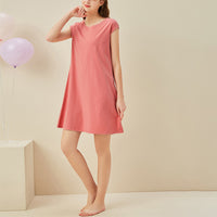 Round Neck Capped Sleeved Sleepdress