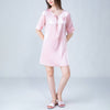 Stitch Embroidery Half Sleeves Silk Nightdress