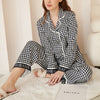 Black Houndstooth Printed Pajama Set