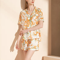 Orange Blossom Print Short Pajama Set
