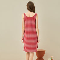 Striped Round Neck Sleeveless Sleepdress