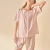 Pink Check Print Round Neck Pajama Set