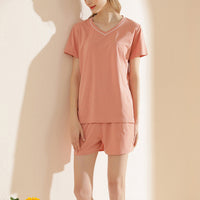 Women's V-neck Couple Short Pajama Set