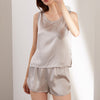 Gray Silk Tank Top Shorts Suit Summer Sleeveless Shirt