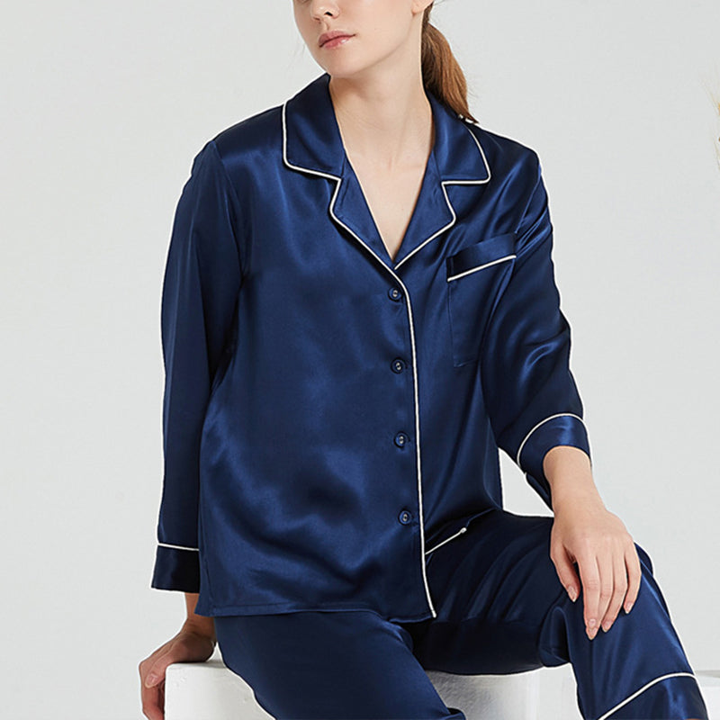 Classic Trimmed Silk Pajama Set