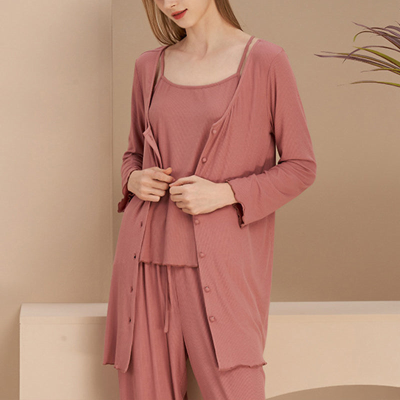 Dark Pink 3-Piece Pajama Set