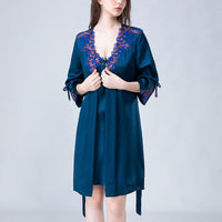 Embroidery Lace Nightdress and Robe Set