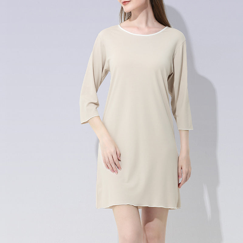 Solid Color Modal Cotton Three-quarter Sleeve Nightdress