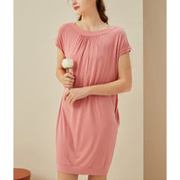 V Neck Short Sleeves Nightdress with Pockets