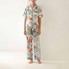 Flowers & Leaves Print Pajama Set