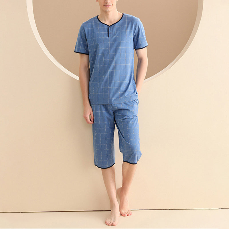 Men's Check Print Couple Pajama Set