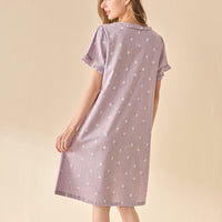 Flowers Printed Short Sleeves Sleepdress