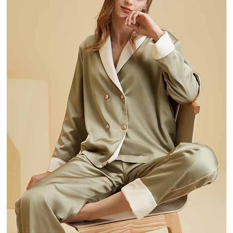 Green Shawl Collar Fleece Pajama Set
