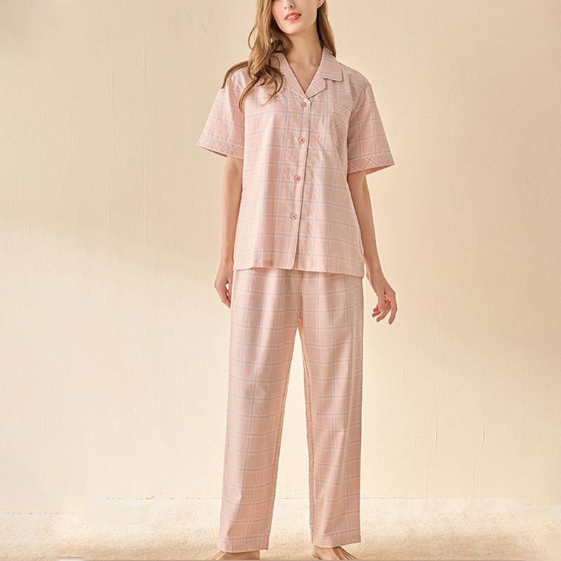 Pink Check Print Pajama Set